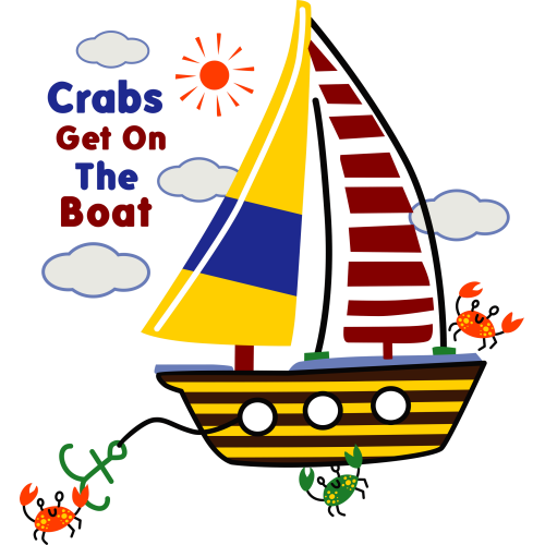 CRABS GET ON THE BOAT UV DTF ink transfer stickers for custom printing projects