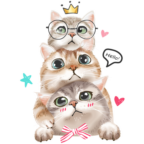 CUT CATI UV DTF Ink Transfer Stickers - Custom Printing - Cartoons Category