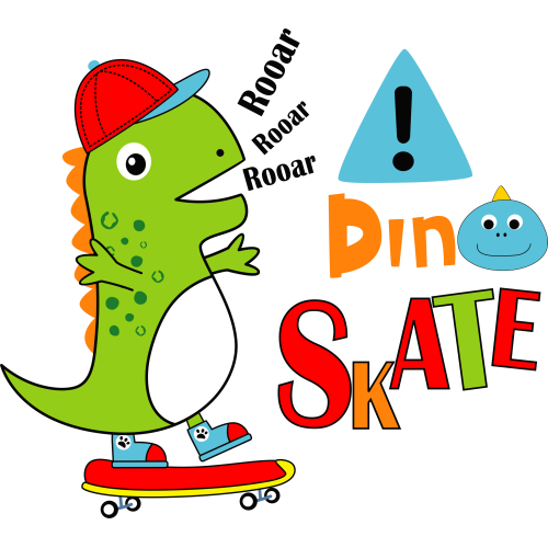 DINO SKATE UV DTF Ink Transfer Stickers - Custom Printing - Cartoons