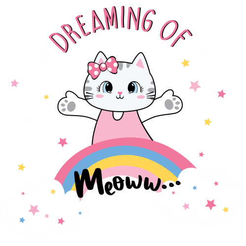 UV DTF ink transfer stickers with DREAMING OF MEOWW design