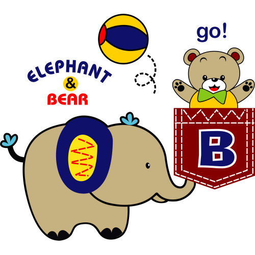 Elephant Bear Cartoons UV Ink Transfer Stickers - Custom DTF Printing