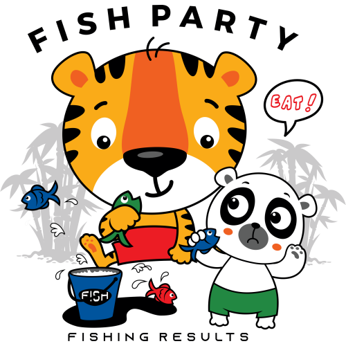 UV DTF ink transfer stickers for custom printing on FISH PARTY Cartoons
