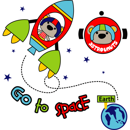 Custom UV DTF Ink Transfer Stickers | GO TO SPACE - Cartoons - Ideal for DTF printing projects