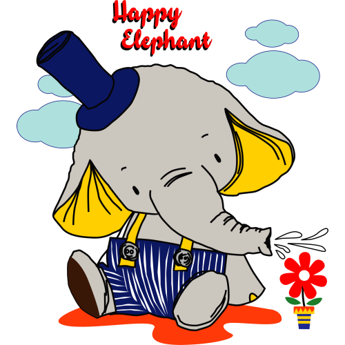 UV DTF Ink Transfer Stickers for Happy Elephant Cartoons - Custom Printing