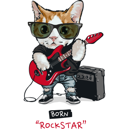 Custom UVDTF Stickers for Glass Bottles with Rockstar Cat Cartoon Design