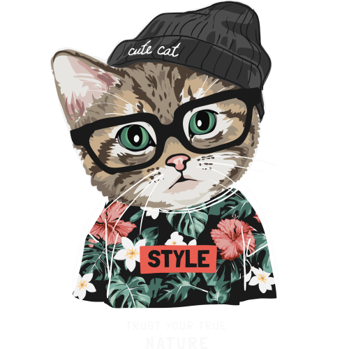 UVDTF custom Cartoons stickers for glass bottle with 'STYLE CAT' design