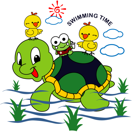 UV DTF Stickers for Glass Bottles with Swimming Time Cartoons - Custom Printing Available
