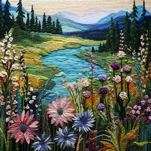 Custom DTF printing of Meadow Landscape design on fabric