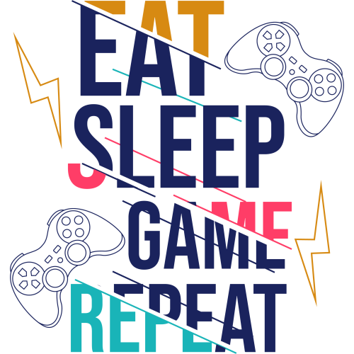 Modern typography game quote DTF transfer for DIY apparel printing