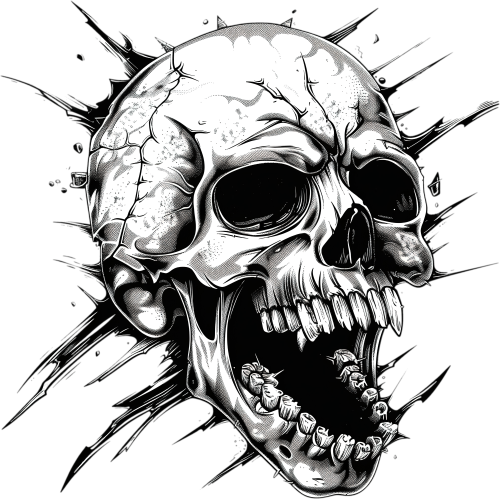 Skull Balck and White DTF T Shirt Printing Service in Ahmedabad