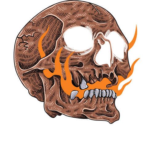 Burning skull vector illustration for DTF printing on fabric