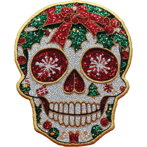 Christmas Dead Sugar Skull Fabric DTF Print - Unique custom fabric printing design