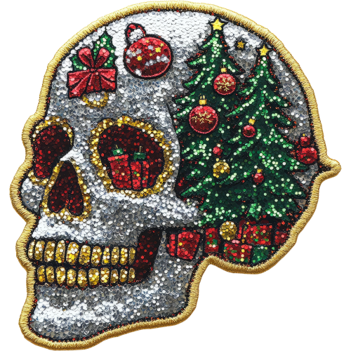 Christmas Dead Sugar Skull Fabric DTF Print - Customizable and Trendy Design