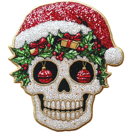 Christmas Dead Sugar Skull Fabric DTF Print - Modern Fabric Printing