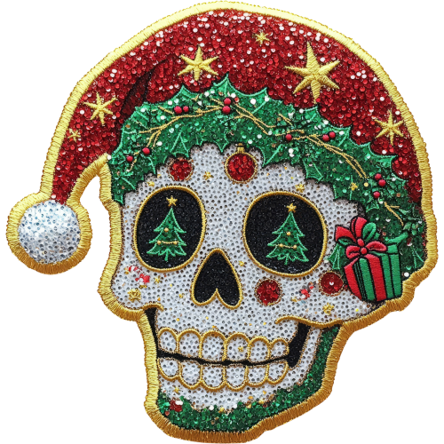 Christmas Skull Vector Fabric DTF Print - Smart Choice for Modern Fabric Printing