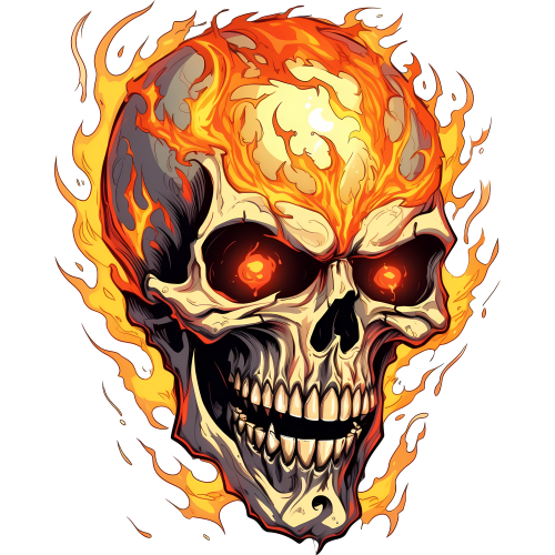 Flaming Skull DTF Fabric Print - Custom Skull Printing