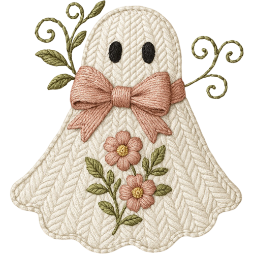 Halloween Ghost Skull Fabric DTF Print - Ideal for custom fabric printing