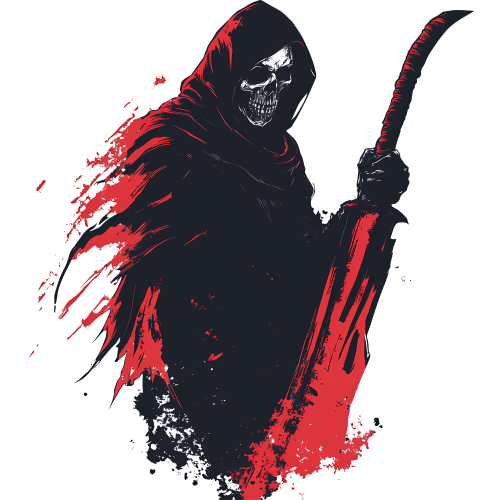 Red Grim Reaper Skull Fabric DTF Print - Custom Fabric Printing