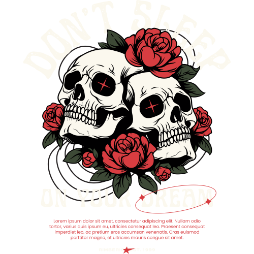 Skull and Rose DONT SLEEP DTF Print Fabric - Modern Fabric Printing