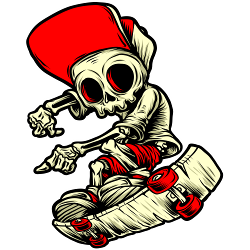 High-definition skull cartoon DTF transfers for streetwear customization