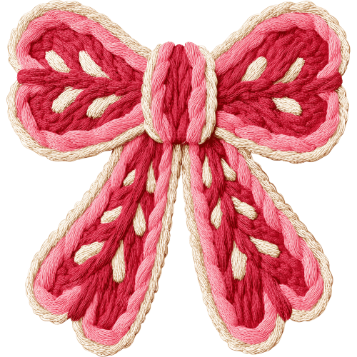 Knitted Pink Bow with custom design in XoXo category