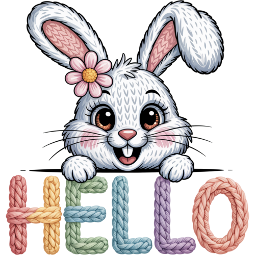 Hello Easter Crochet - Cartoon Fabric DTF Transfers for DIY Projects