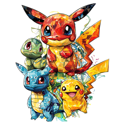 Vibrant Cartoon DTF Transfers for Custom Apparel - Pickachu Design