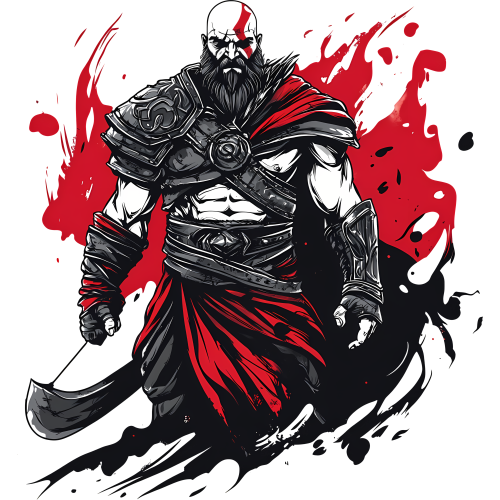 Warrior With Red Cape game merchandise showcasing DTF printing and custom design