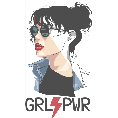 Custom DTF printing service for girls - GRLPWR logo in UVDTF ink