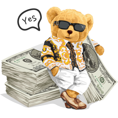 Custom DTF printed teddy bear UV stickers for mugs and tumblers - CRASY RICH
