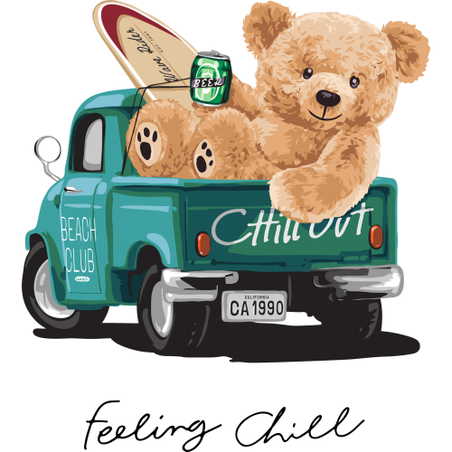 FEALING CHILL Teddy Bear DTF Printing Stickers on Mug and Tumblers