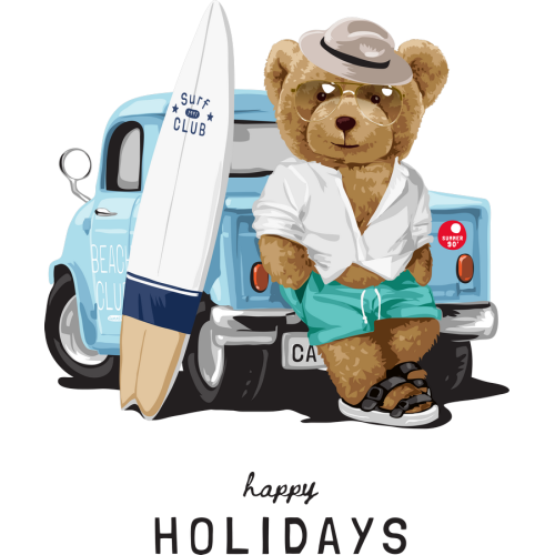 Custom DTF teddy bear stickers for mugs and tumblers - Happy Holiday