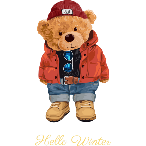 Custom DTF Teddy Bear stickers for mugs and tumblers