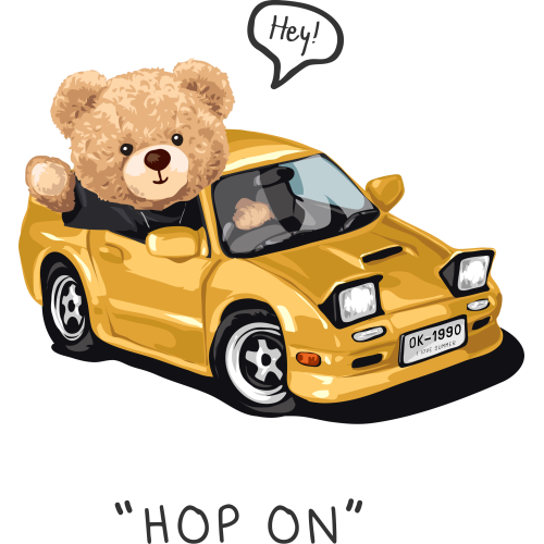 Custom DTF teddy bear stickers for mugs and tumblers by HEY HOP ON