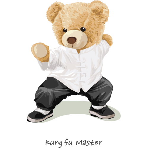 KARATE KING TEDDY BEAR DTF Stickers for Mugs and Tumblers - UV Printed Custom Designs