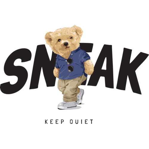 Custom DTF Teddy Bear stickers for mugs and tumblers - KEEP QUIET