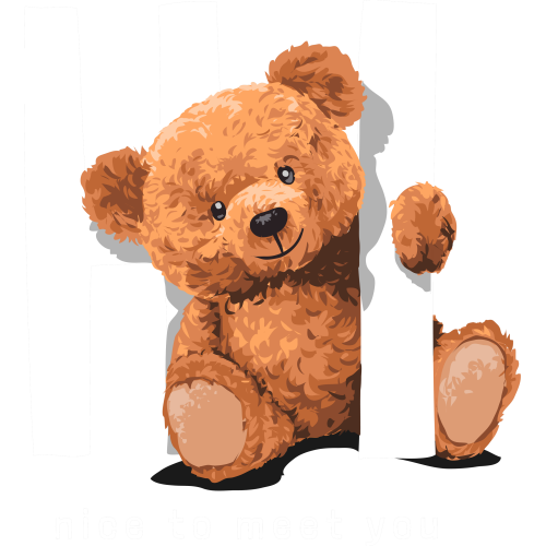 Custom Teddy Bear DTF Stickers for Mug and Tumblers - NICE TO MEET YOU