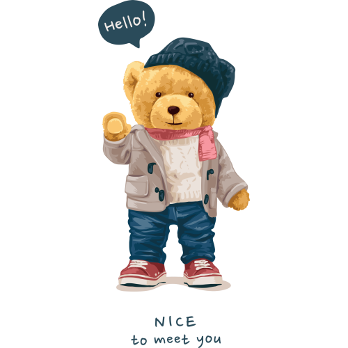 Custom DTF teddy bear stickers for mugs and tumblers - NICE TO MEET YOU