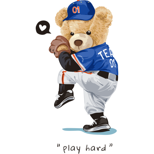 Custom DTF Teddy Bear Stickers for Mugs & Tumblers - PLAY HARD