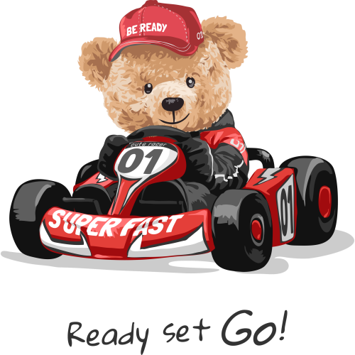 Custom DTF Teddy Bear Stickers for Mugs & Tumblers - READY SET GO