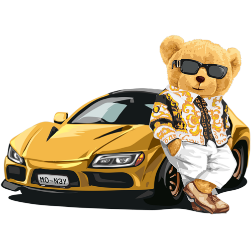 DTF Teddy Bear Stickers on Mug and Tumbler - RICH CLUB