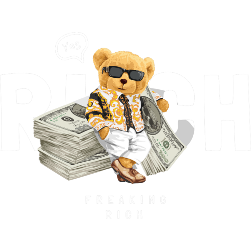RICH Teddy Bear DTF Stickers for Custom Mug and Tumbler Printing