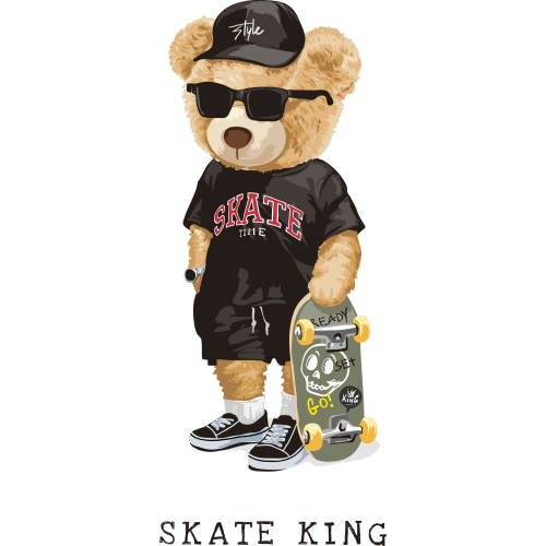 Custom DTF Teddy Bear Stickers for Mugs & Tumblers - SKATE KING