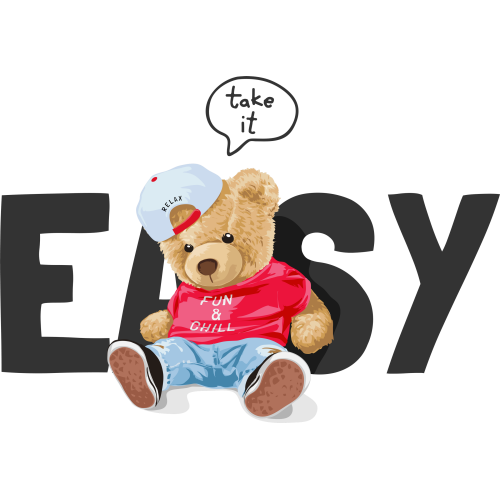 UV ink transfer sticker with Teddy Bear design for books - TAKE IT EASY