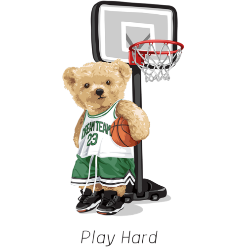 UV ink transfer stickers for books - TEDDY PLAY HARD - DTF printing design