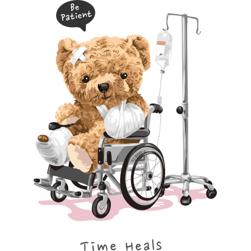 TIME HEALS UV Ink Transfer Stickers for Books - Teddy Bear Category - DTF Printing Custom Designs