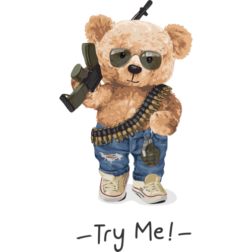 UV Ink Transfer Stickers for Books - TRY ME Teddy Bear - DTF Printing and Custom Designs