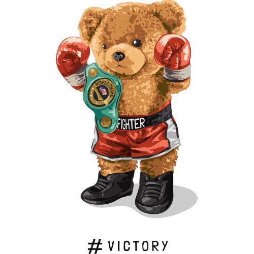 UV ink transfer sticker featuring VICTORY ME Teddy Bear design