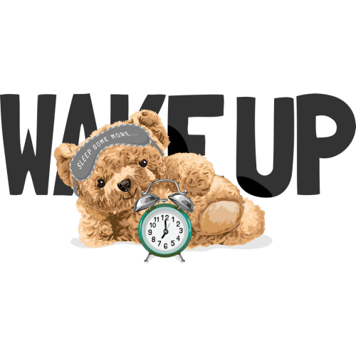 UV ink transfer sticker for book with WAKE UP Teddy Bear design