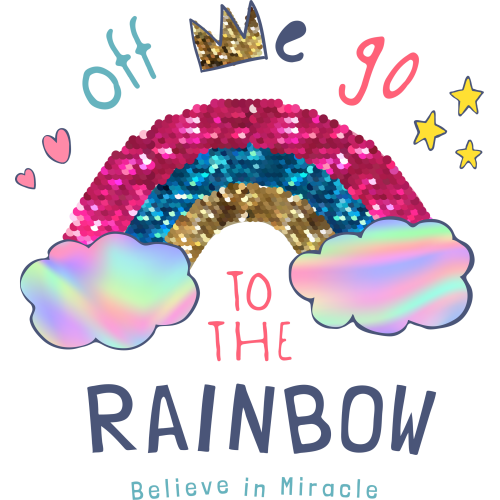 TO THE RAINBOW quote stickers in UVDTF technology with custom printing